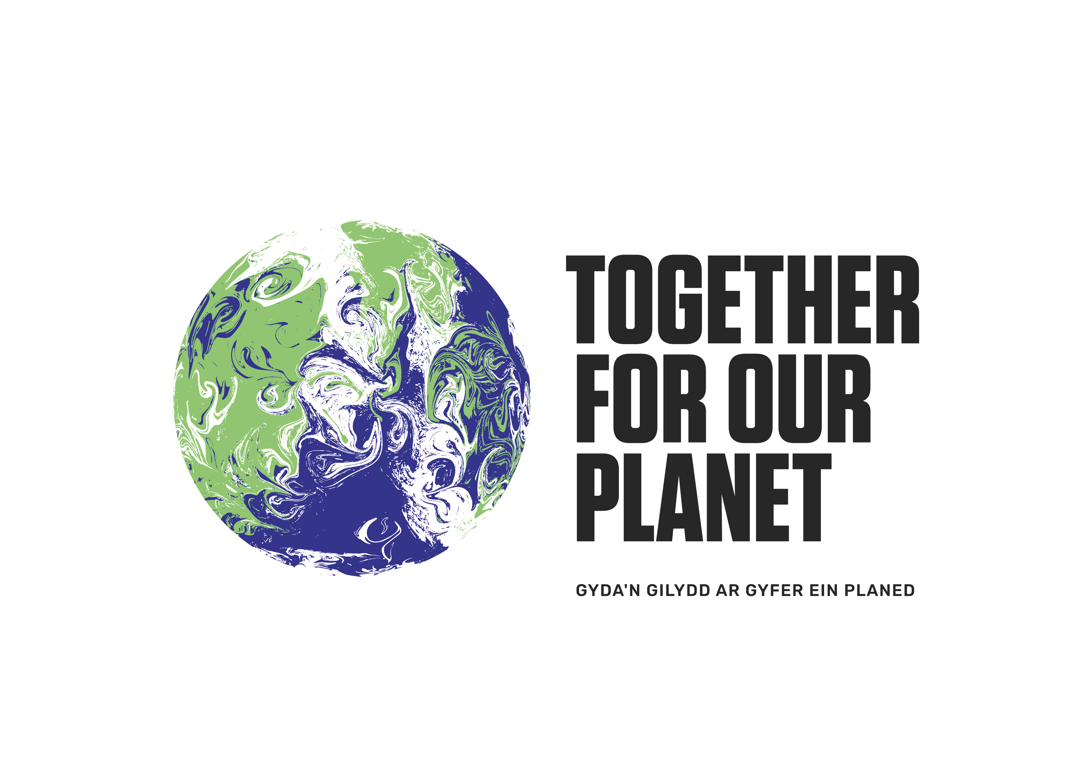 COP26 logo, with a globe and the words 'together for our planet'