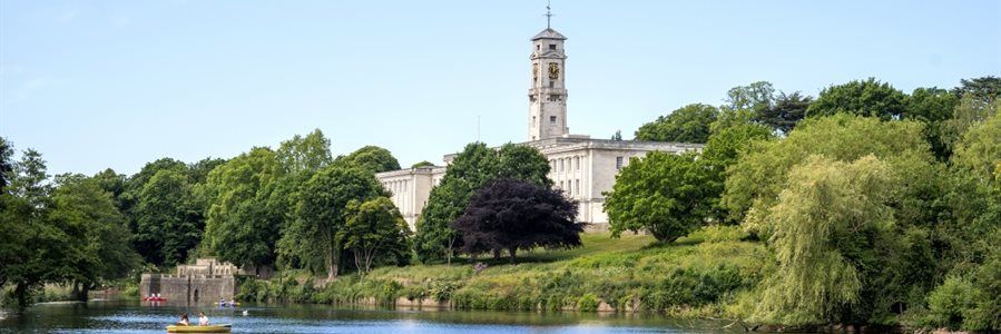 Trent Building with Highfields Park lake