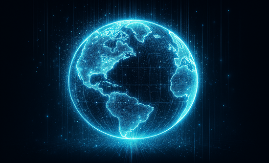 An artwork of a digital style globe