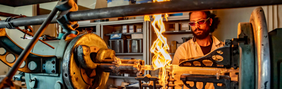 Researcher experimenting in the lab
