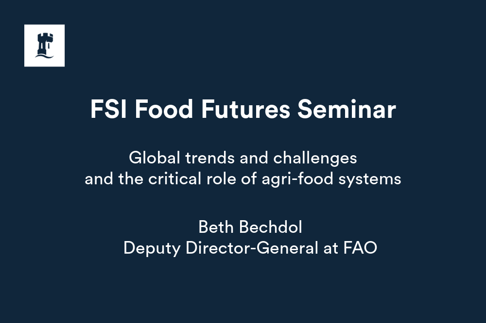 Blue background with event title and speaker text