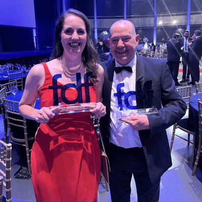 Laura Malhi (Engineer of the Year & one of the founders of ProFSET) and Martyn Robinson at the Award event