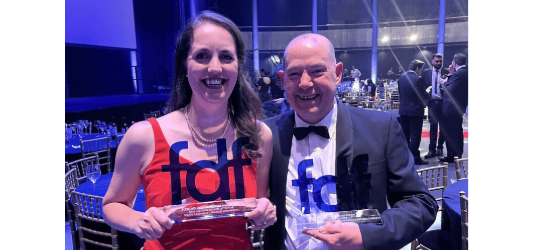 From left to right: Laura Malhi (Engineer of the Year & one of the founders of ProFSET) and Martyn Robinson