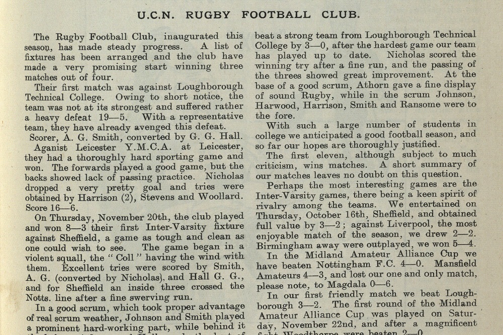 A Gongster article about the Rugby Club
