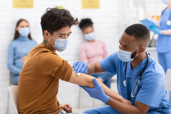 A person getting vaccinated