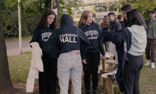 Students collecting their hall hoody during Welcome Week
