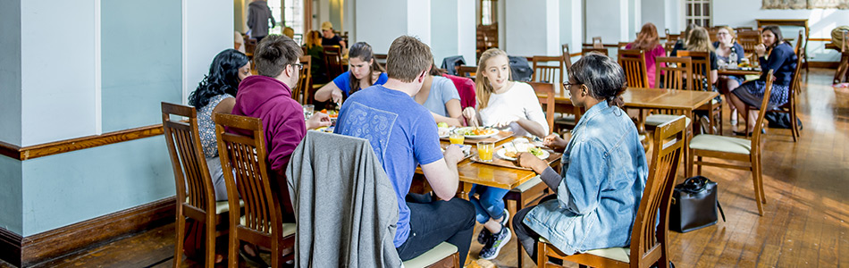 students eating in halls