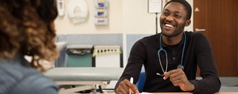 Student talking to an advisor