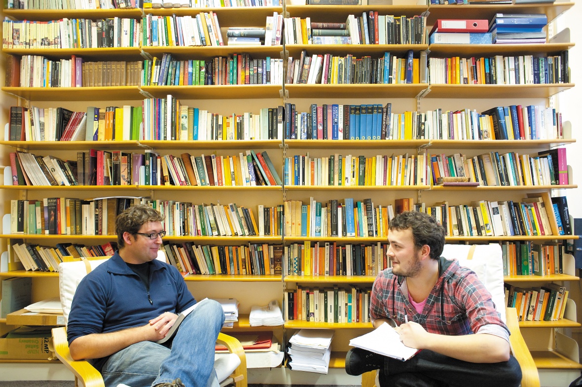 Staff meeting in a room