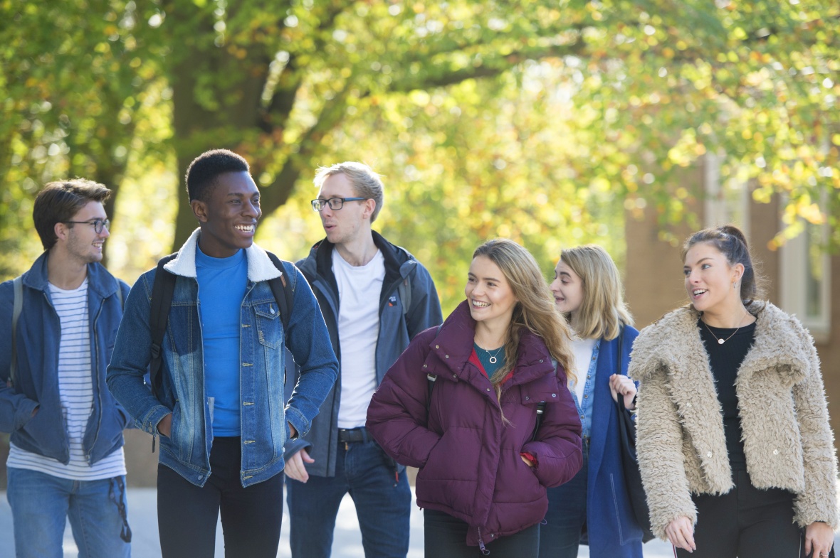 Students walking on campus