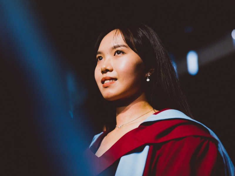 Photograph of a graduate during their ceremony