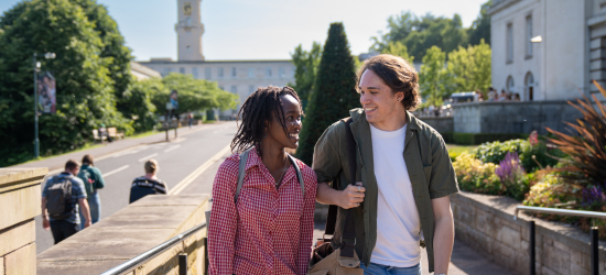 Students walking in to the Portland Building