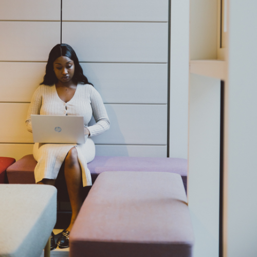 Student working on a laptop