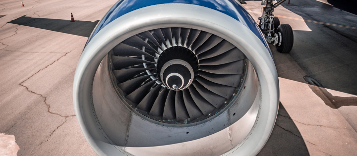 Close-up photograph of a plane turbine